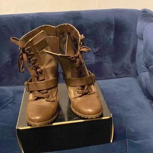 Brown almost green like on the side boots